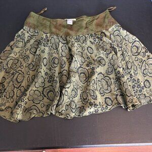 dean alan Women's Sz L Boho/Chic Skirt 100% Viscose Olive Green Flouncy